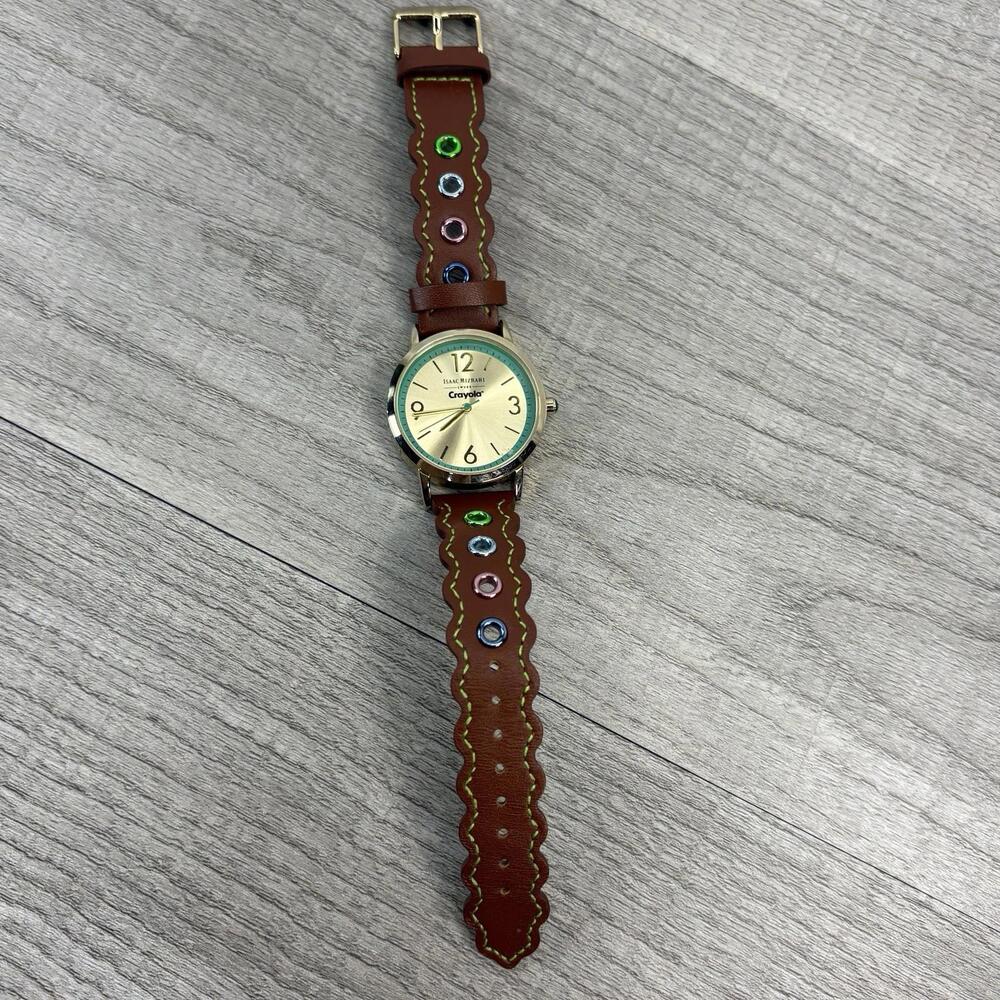 Isaac Mizrahi x Crayola Designer Watch - Gold Tone & Colorful Grommet Leather - Picture 9 of 11
